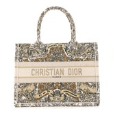 Canvas Embroidered Medium Around The World Book Tote Gold