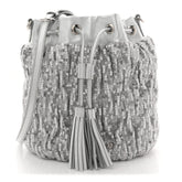 Paillettes Mate Bucket Bag Argento