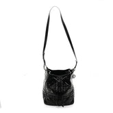 Crinkled Calfskin Macrocannage Medium D-Motion Bag Black