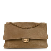 Suede Calfskin Souplissimo Maxi Flap Dark Beige