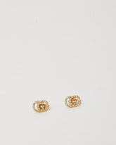 Gucci 18k Gold and Diamond Interlocking GG Stud Earrings