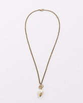 Gucci Gold Finish Metal Interlocking Crystal GG Pearl Necklace