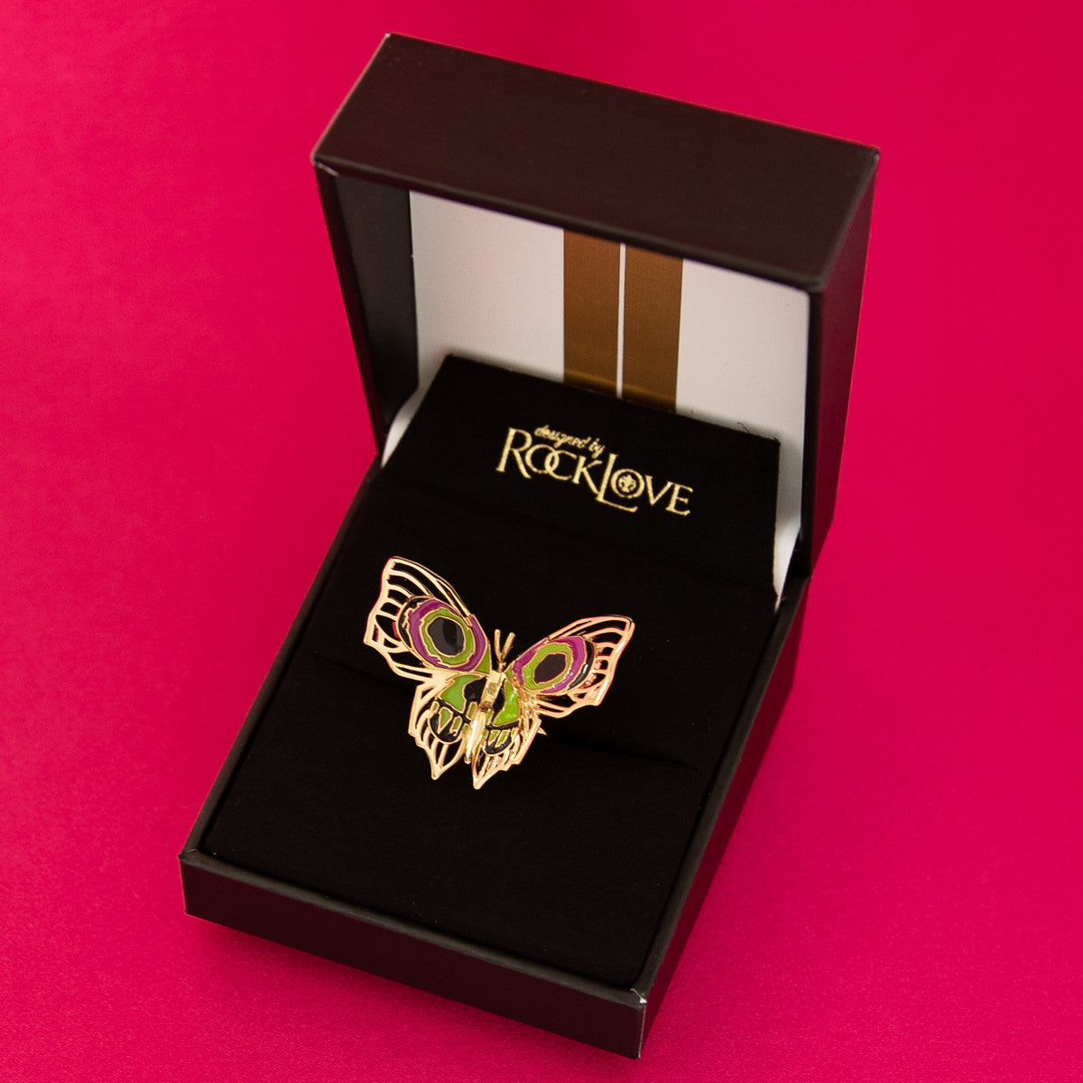 League of Legends X RockLove ARCANE Jinx Butterfly Ring Jewelry decoration