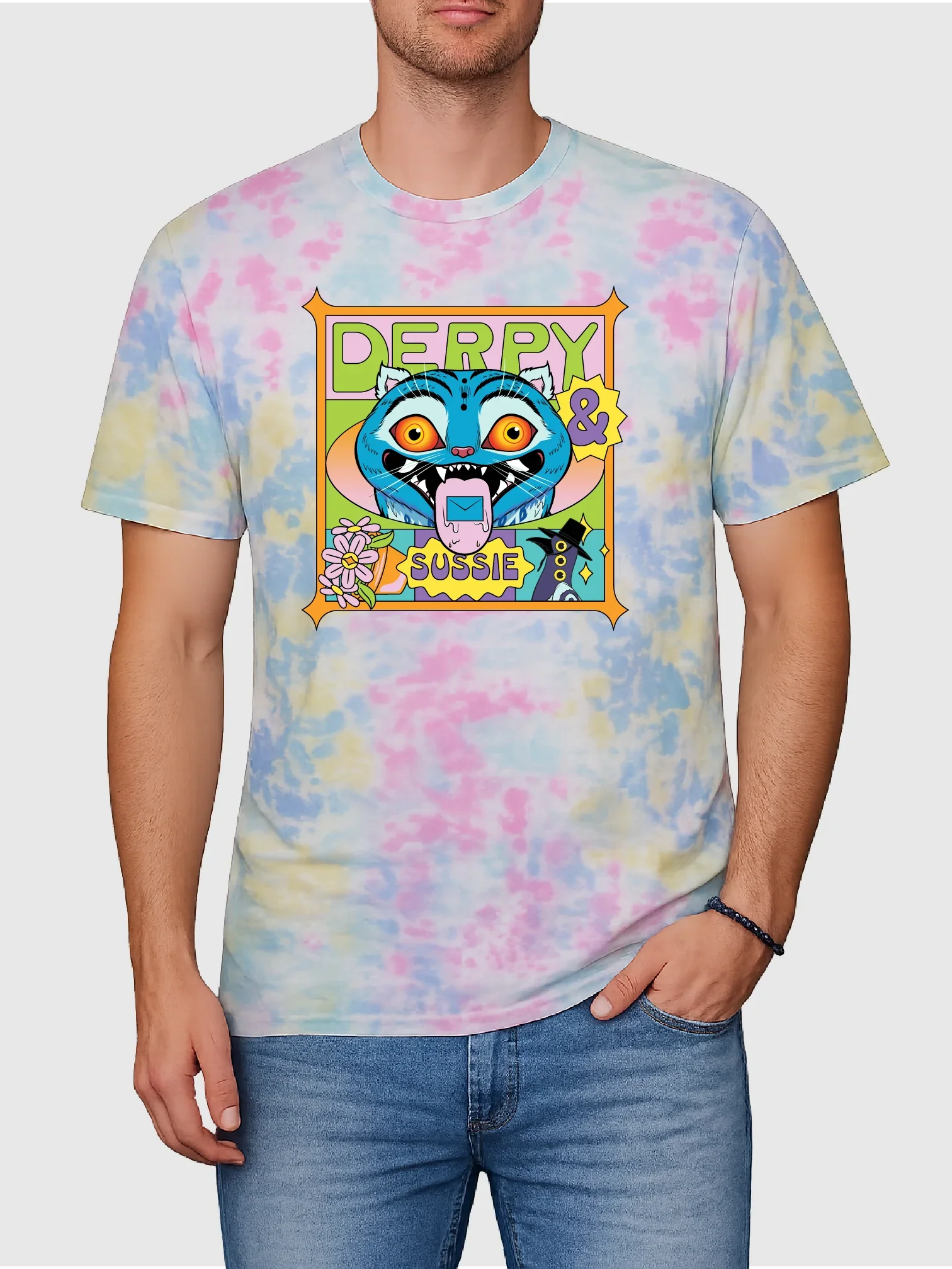 KPop Demon Hunters Adult Tie-Dye T-Shirt Derpy & Sussie Summer Vibes