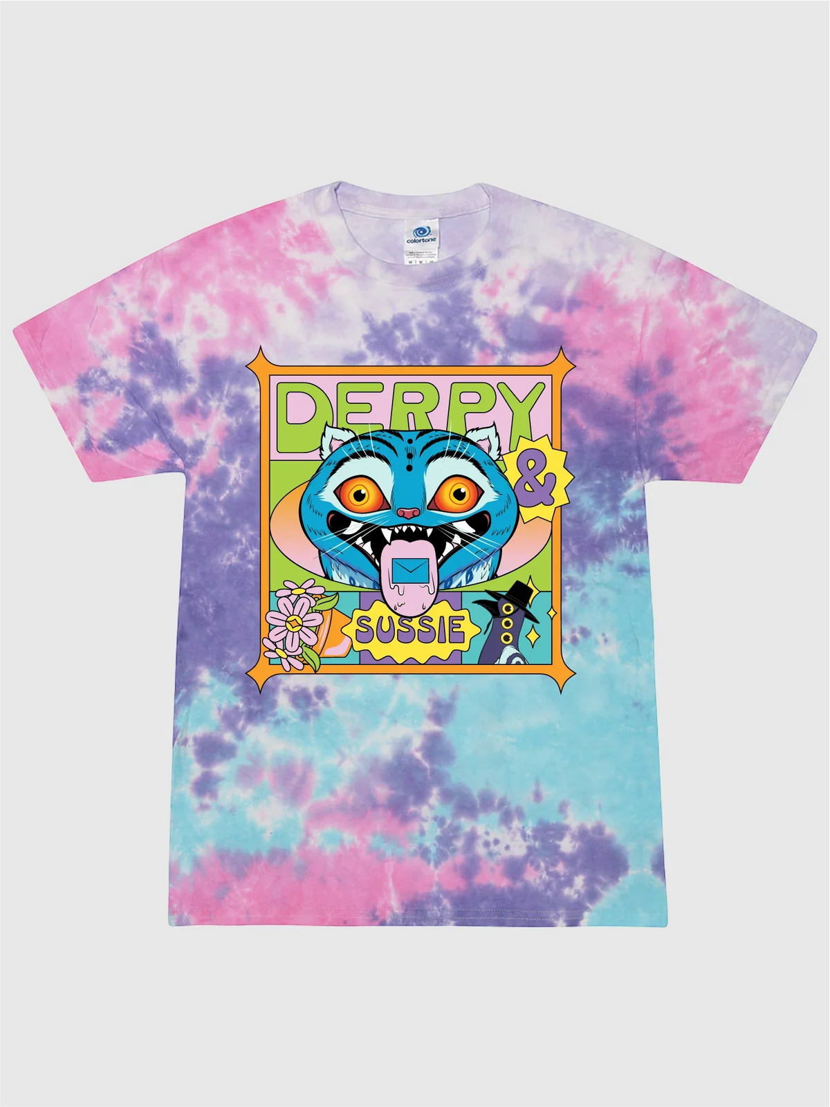KPop Demon Hunters Adult Tie-Dye T-Shirt Derpy & Sussie Summer Time