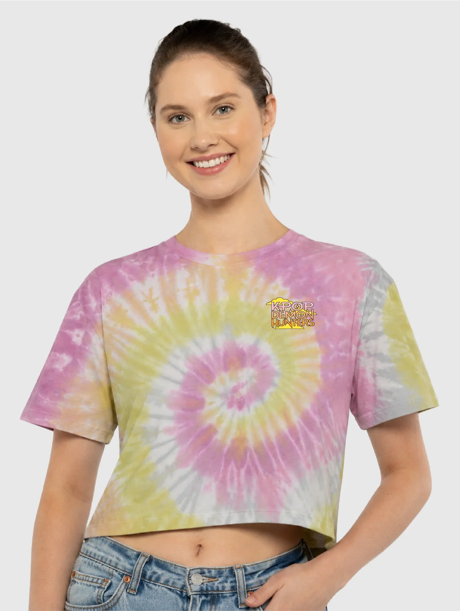 KPop Demon Hunters Women's Tie-Dye Crop Top HUNTR/X Summer Festival