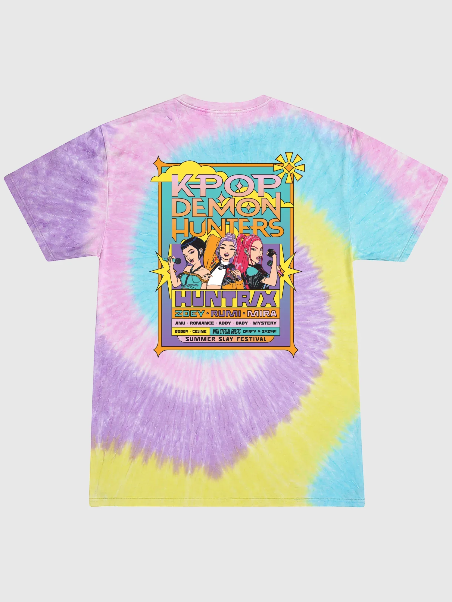 KPop Demon Hunters Adult Tie-Dye T-Shirt HUNTR/X Summer Festival