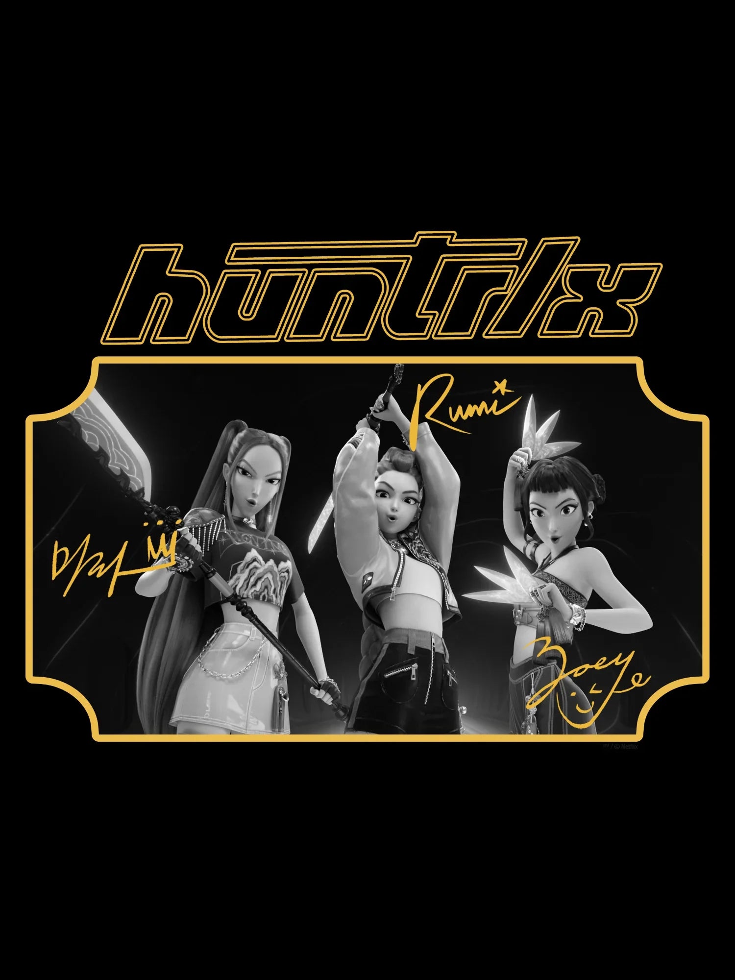 KPop Demon Hunters Gold Foil Toddler T-Shirt HUNTR/X Signatures