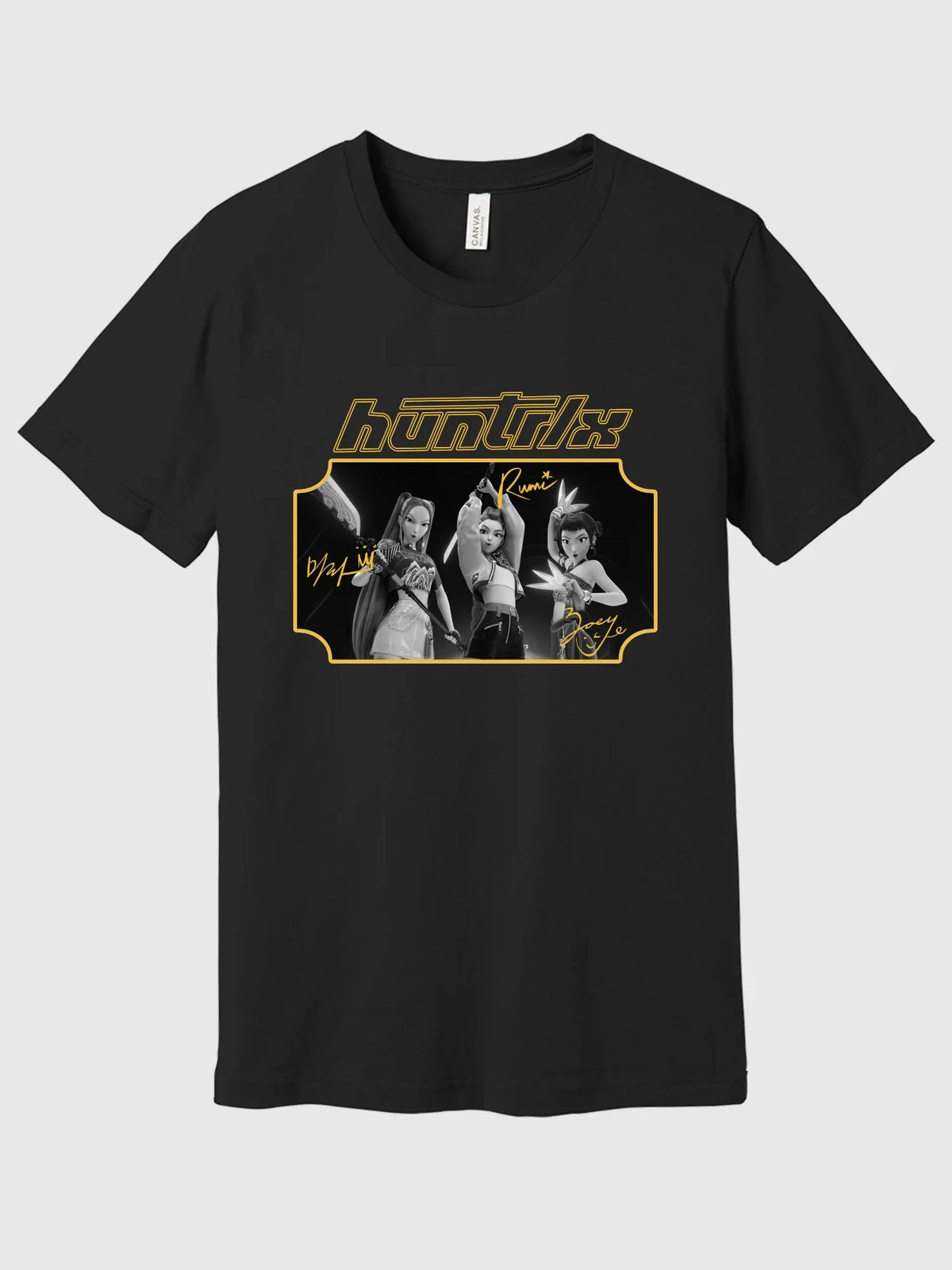 KPop Demon Hunters Gold Foil Youth T-Shirt HUNTR/X Signatures