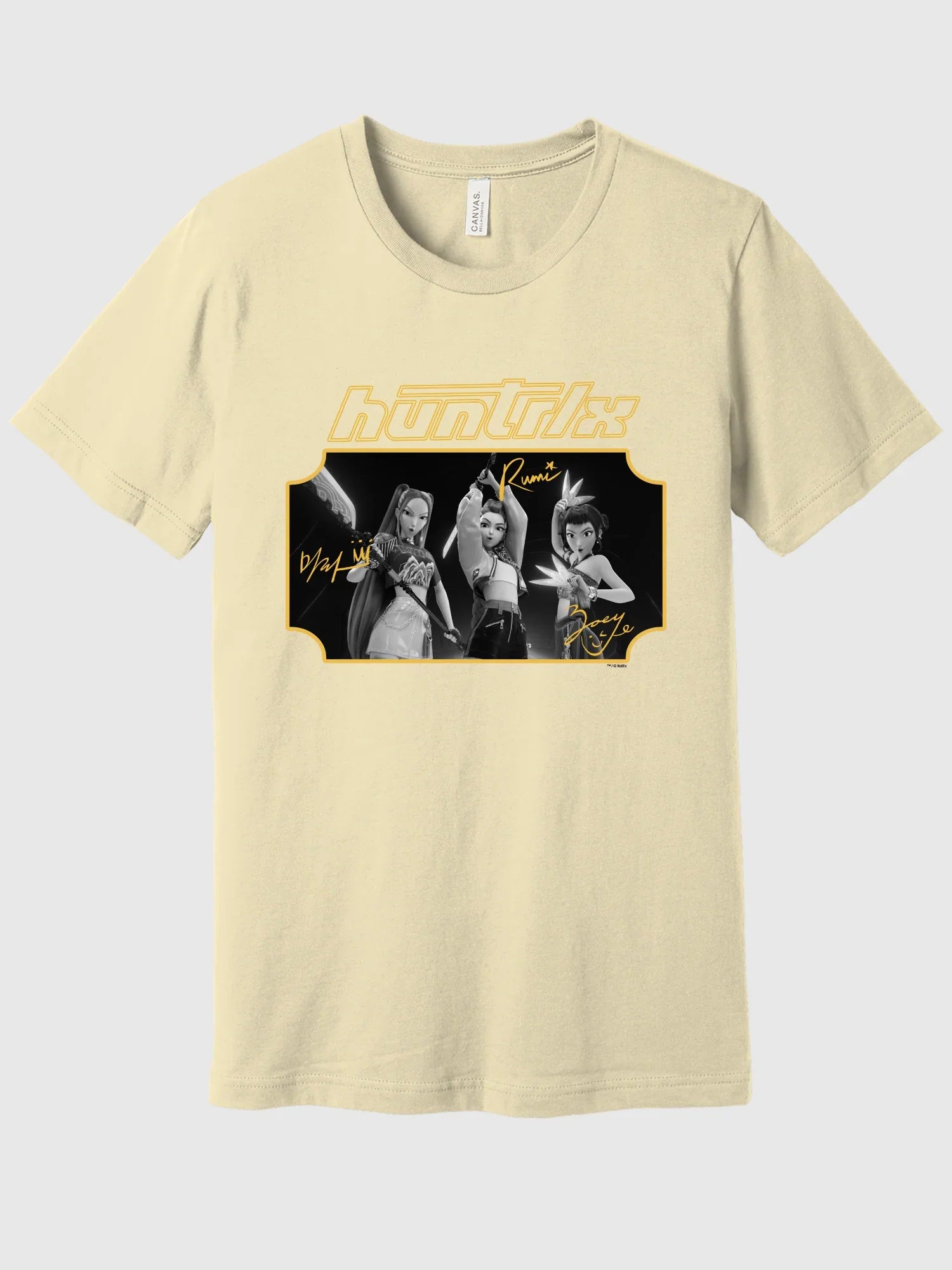 KPop Demon Hunters Gold Foil Youth T-Shirt HUNTR/X Signatures