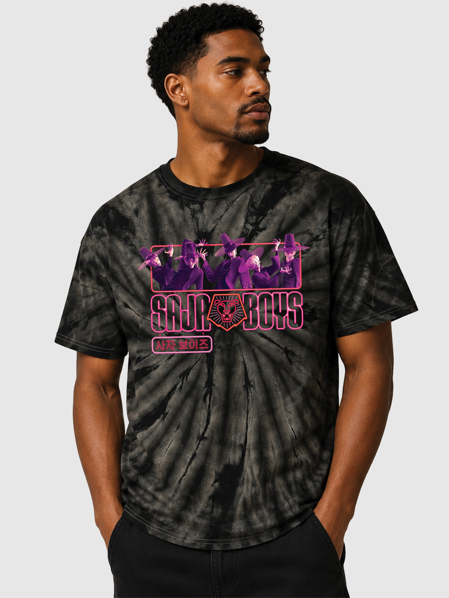 KPop Demon Hunters Adult Tie-Dye T-Shirt Saja Boys Summer Nights