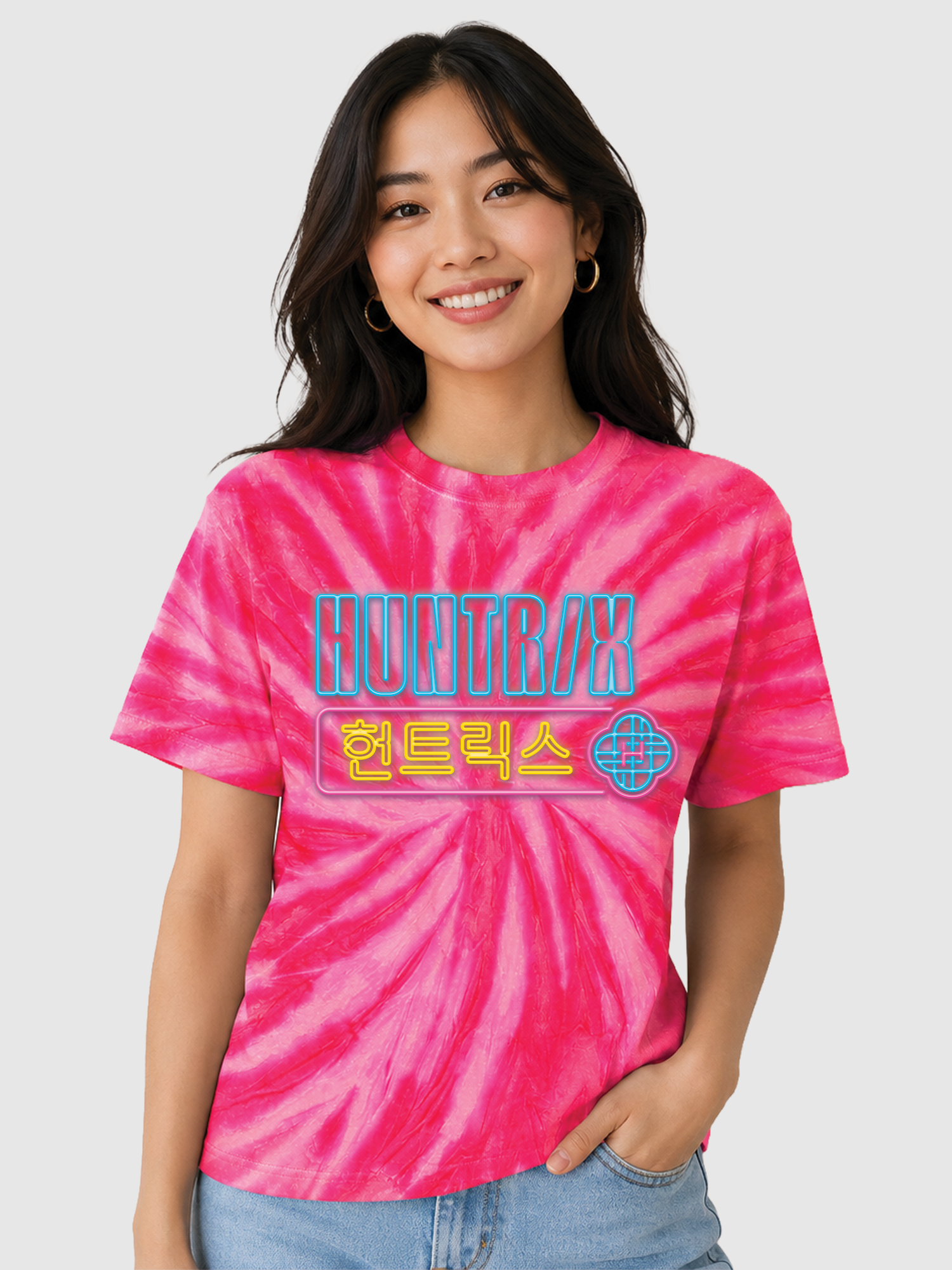 KPop Demon Hunters Adult Tie-Dye T-Shirt HUNTR/X Summer Nights
