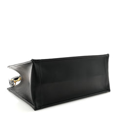 Calfskin Canvas Medium Plan De Paris Book Tote With Strap Black White