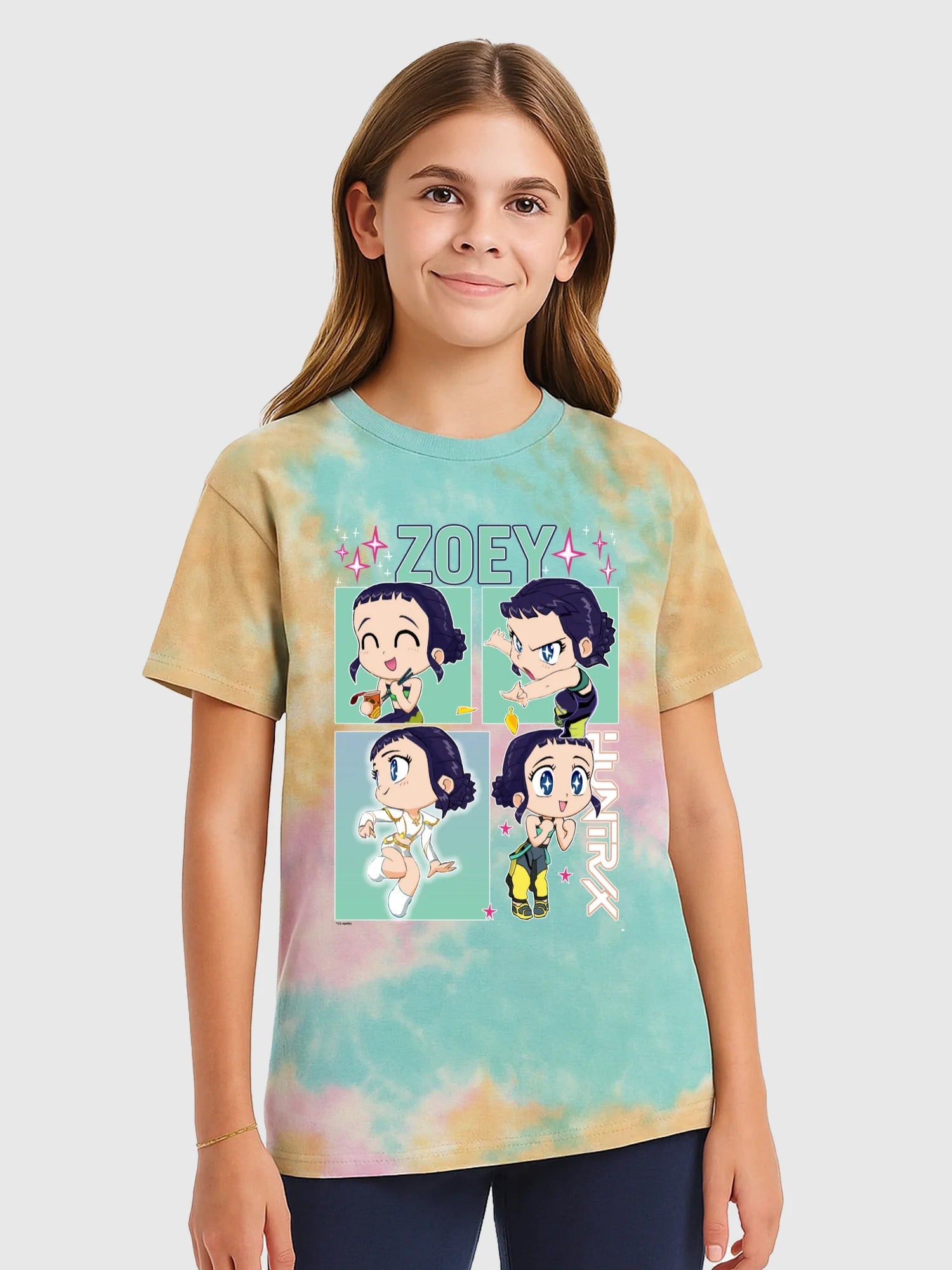 KPop Demon Hunters Zoey Tie-Dye Kids T-Shirt