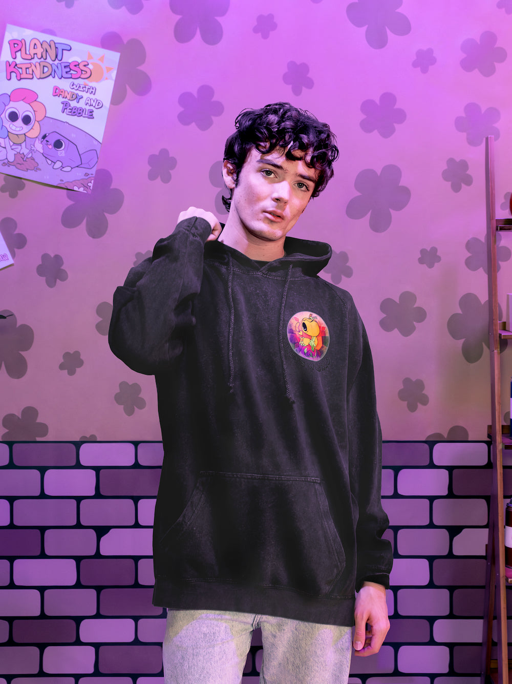 Dandy's World Gourdy Stained Glass Vintage Black Wash Hoodie