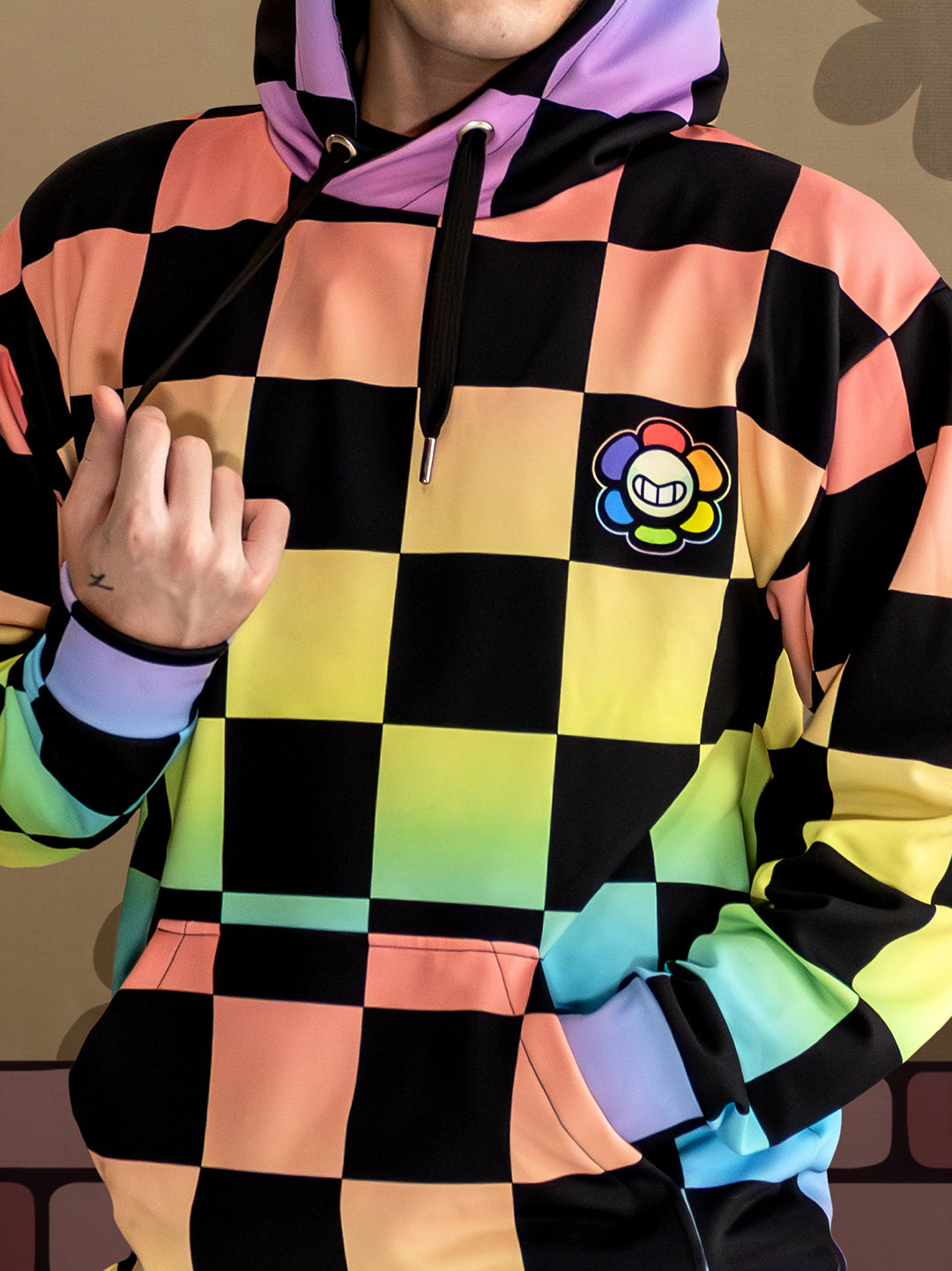 Dandy Emblem Checkered Hoodie