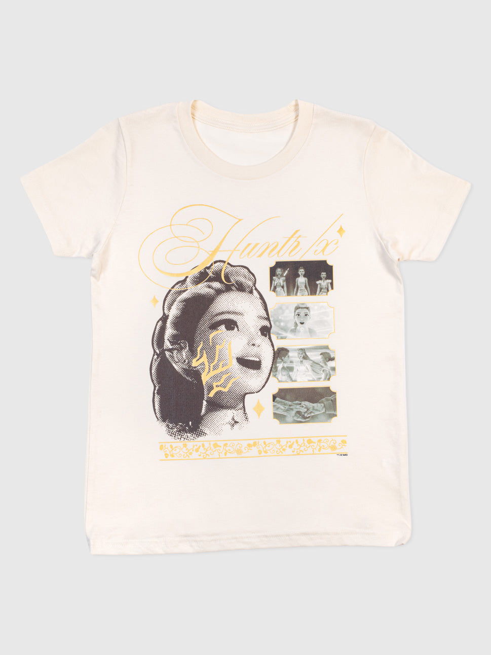 KPop Demon Hunters Liquid Gold Puff Youth T-Shirt HUNTR/X Demon Patterns