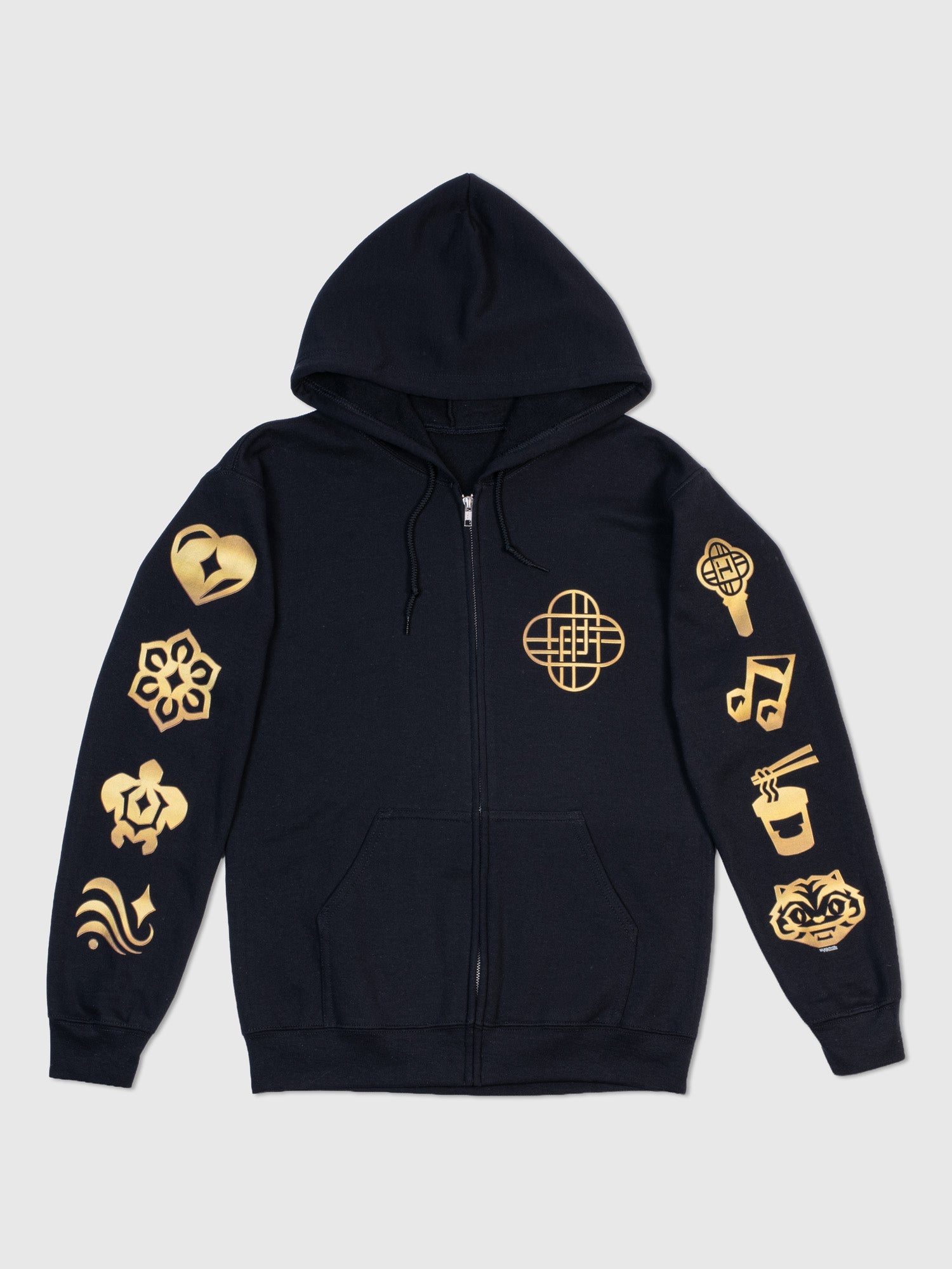 KPop Demon Hunters Gold Foil Adult Full-Zip Hoodie HUNTR/X Icons