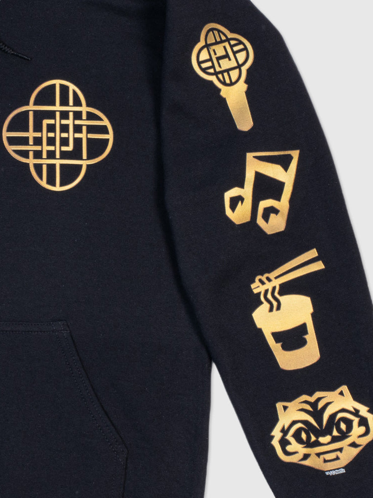 KPop Demon Hunters Gold Foil Adult Full-Zip Hoodie HUNTR/X Icons