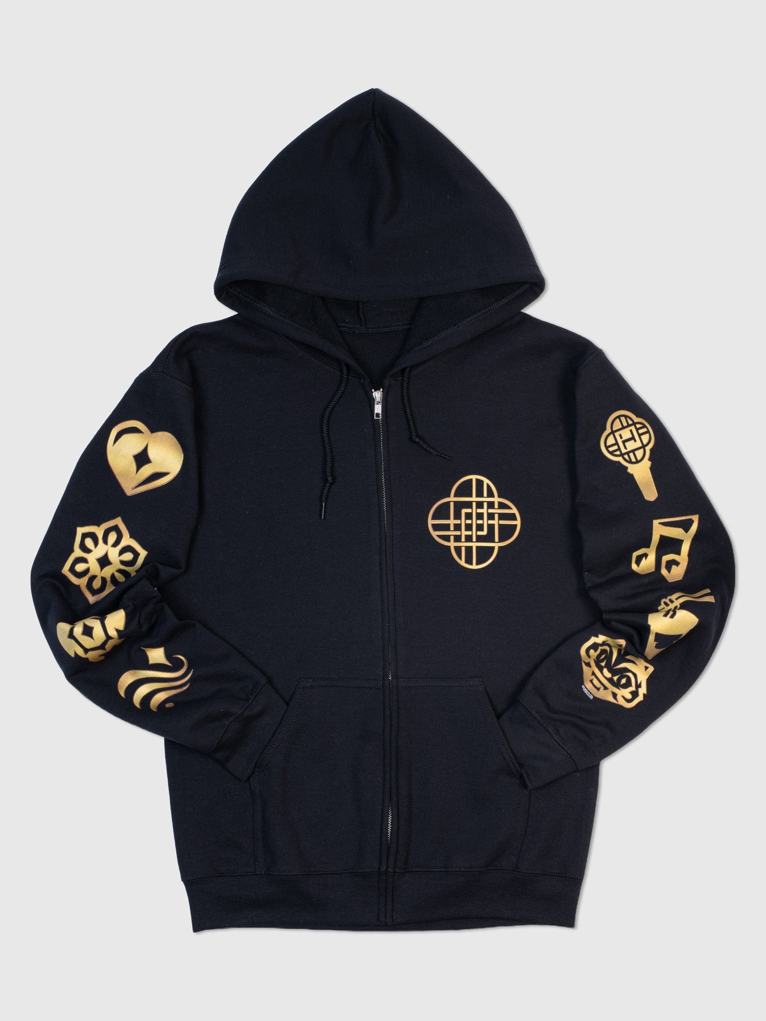 KPop Demon Hunters Gold Foil Adult Full-Zip Hoodie HUNTR/X Icons