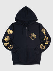 KPop Demon Hunters Gold Foil Adult Full-Zip Hoodie HUNTR/X Icons