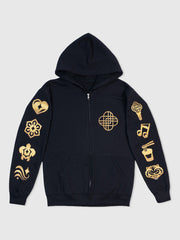 KPop Demon Hunters Gold Foil Youth Full-Zip Hoodie HUNTR/X Icons