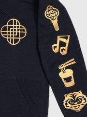 KPop Demon Hunters Gold Foil Youth Full-Zip Hoodie HUNTR/X Icons