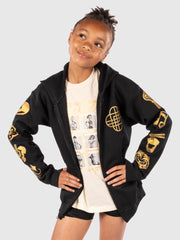 KPop Demon Hunters Gold Foil Youth Full-Zip Hoodie HUNTR/X Icons