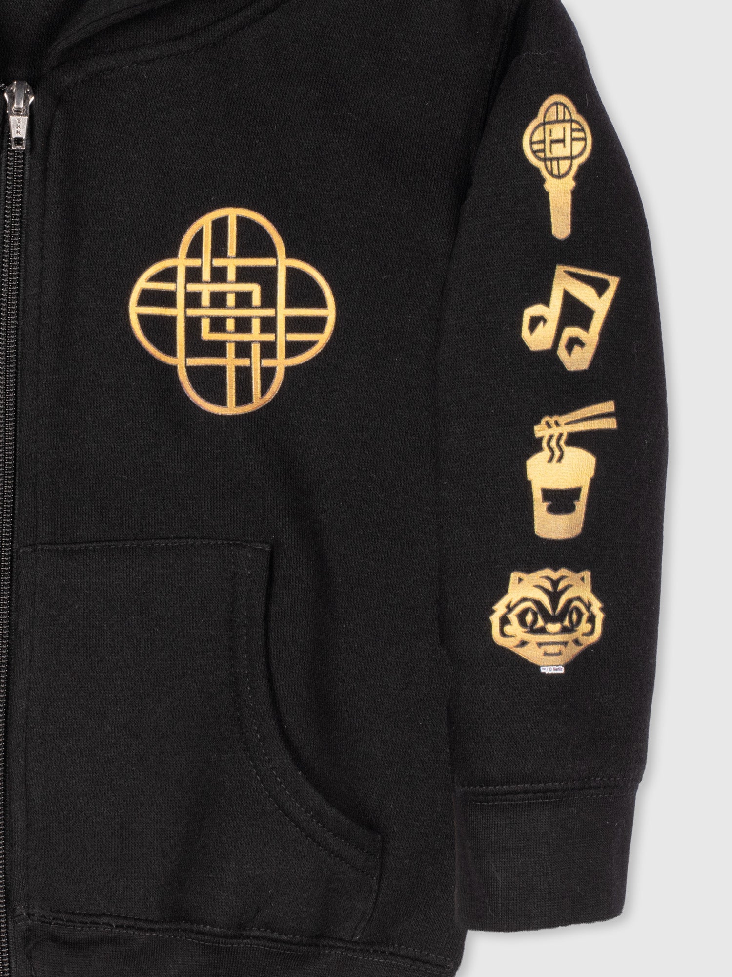 KPop Demon Hunters Gold Foil Toddler Full-Zip Hoodie HUNTR/X Icons