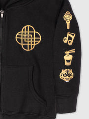 KPop Demon Hunters Gold Foil Toddler Full-Zip Hoodie HUNTR/X Icons