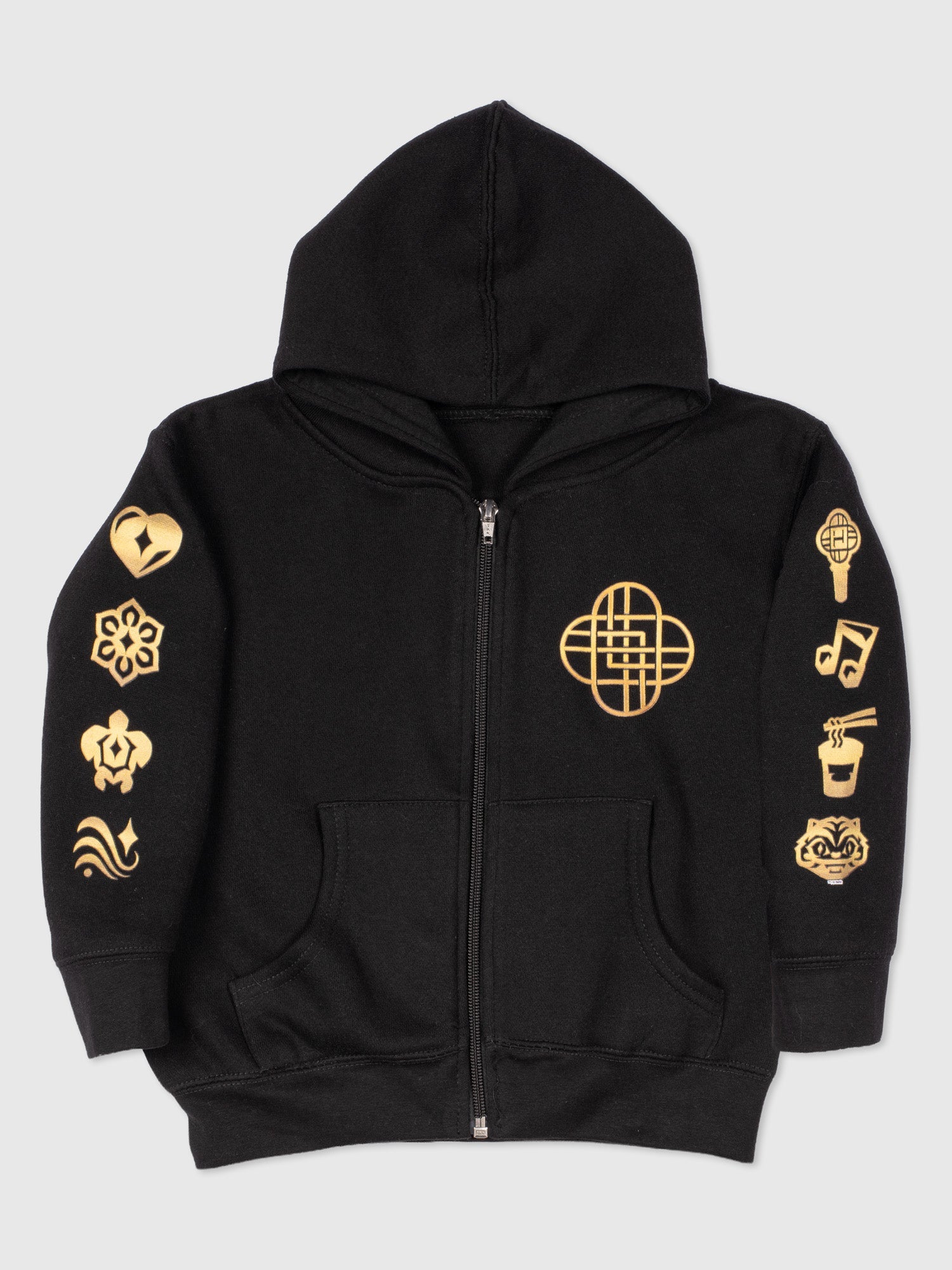 KPop Demon Hunters Gold Foil Toddler Full-Zip Hoodie HUNTR/X Icons