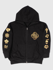 KPop Demon Hunters Gold Foil Toddler Full-Zip Hoodie HUNTR/X Icons