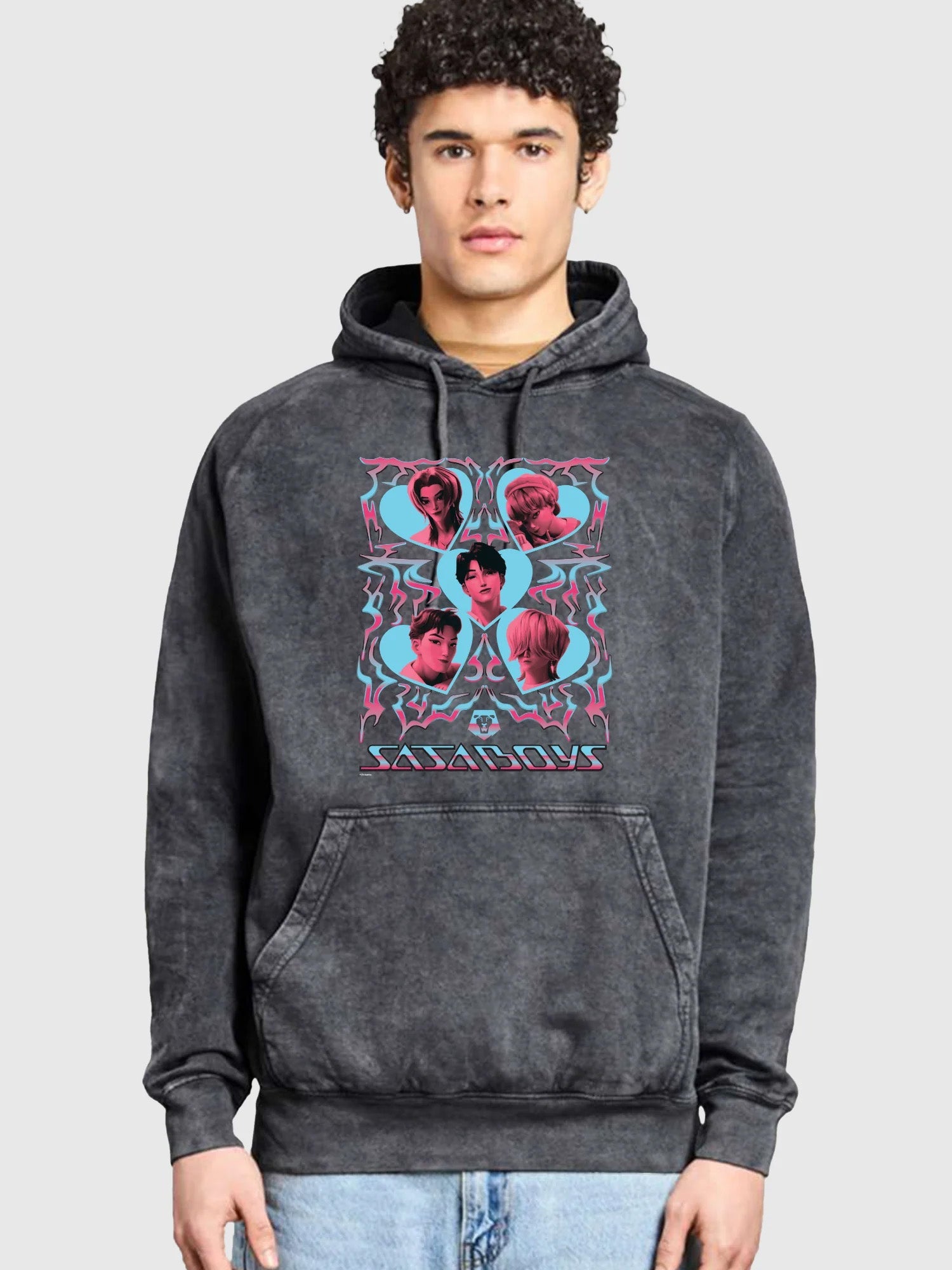 KPop Demon Hunters SAJA BOYS Mineral Wash Adult Hoodie