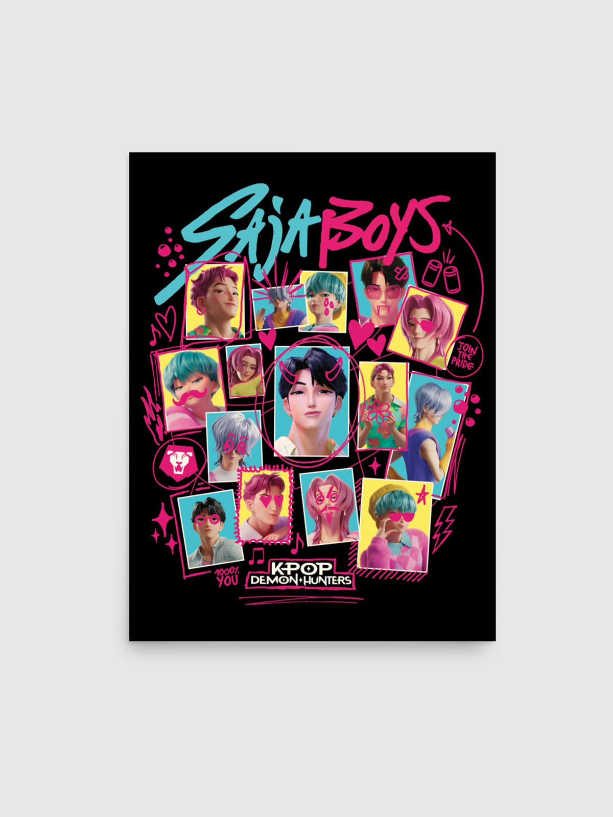 KPop Demon Hunters Poster Saja Boys Soda Pop! Scribble