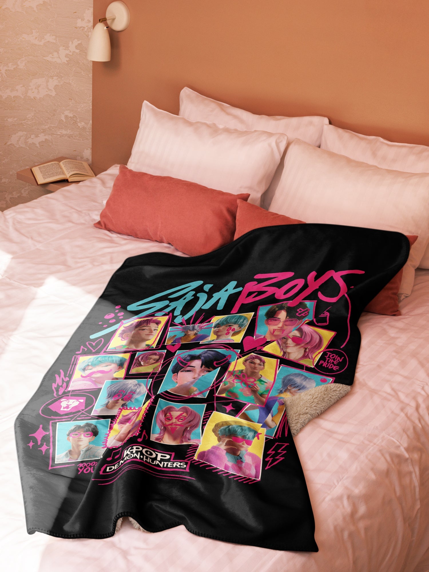 KPop Demon Hunters Blanket Saja Boys Soda Pop! Scribble