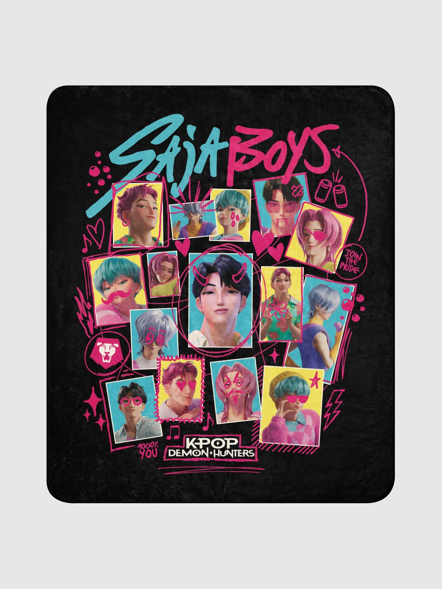 KPop Demon Hunters Blanket Saja Boys Soda Pop! Scribble