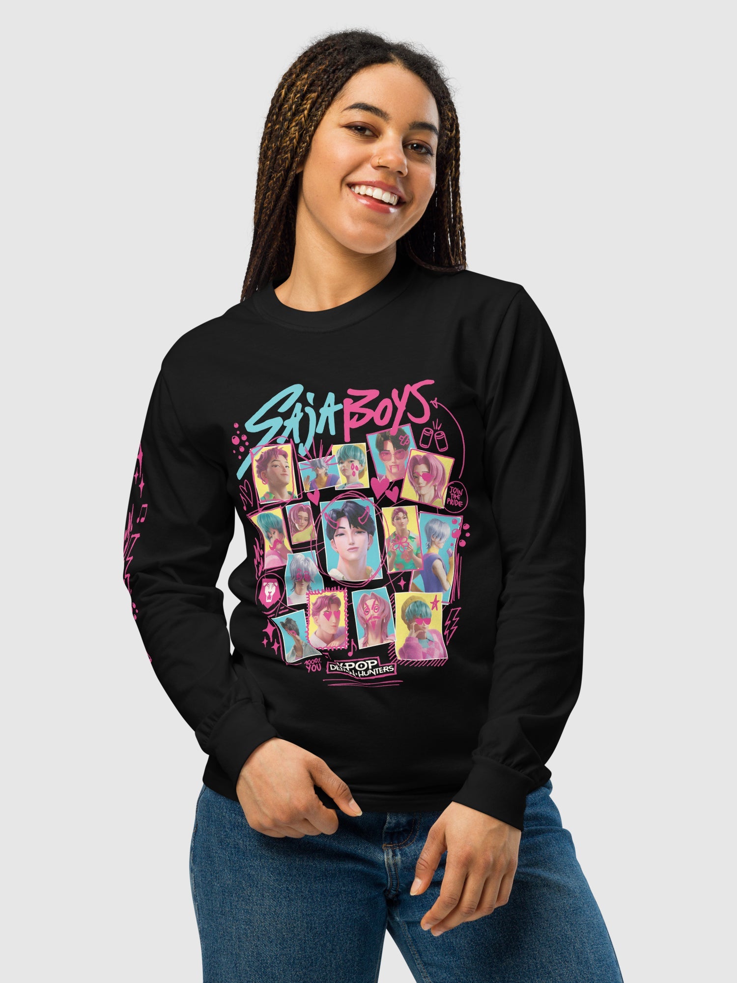 KPop Demon Hunters Long Sleeve Shirt Saja Boys Soda Pop! Scribbles