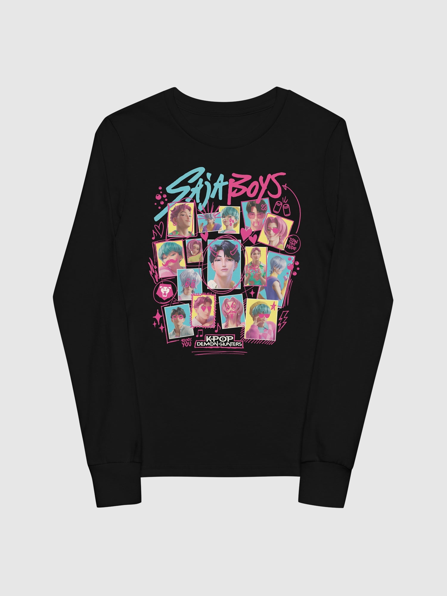 KPop Demon Hunters Kids Long Sleeve Shirt Saja Boys Soda Pop! Scribbles