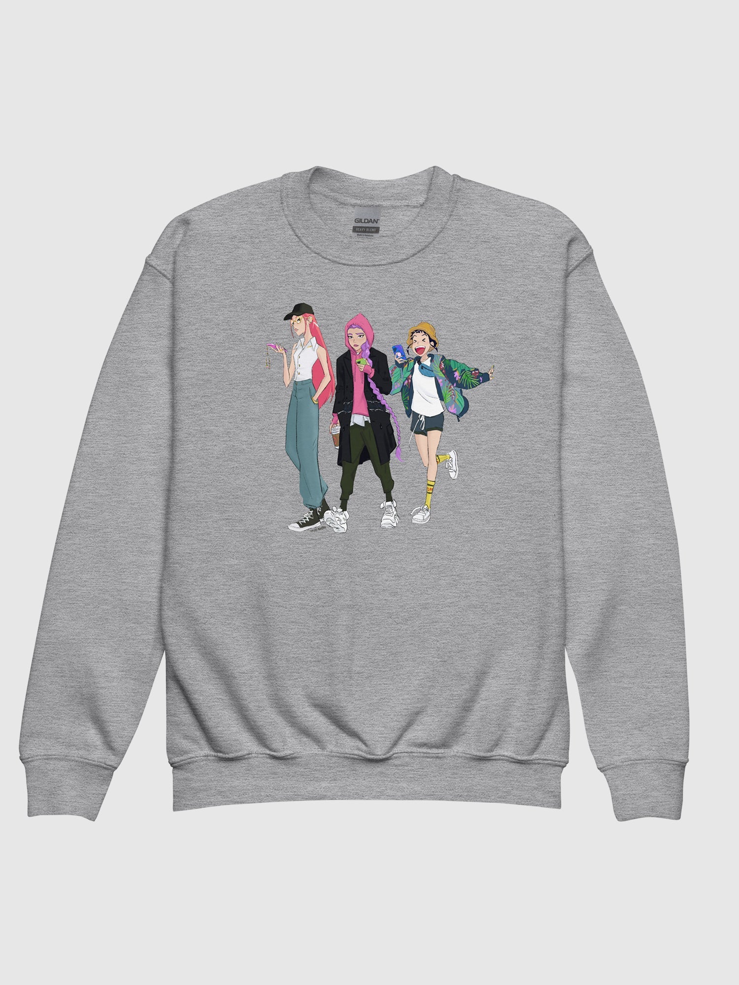 KPop Demon Hunters HUNTR/X Off Duty Youth Crewneck Sweatshirt
