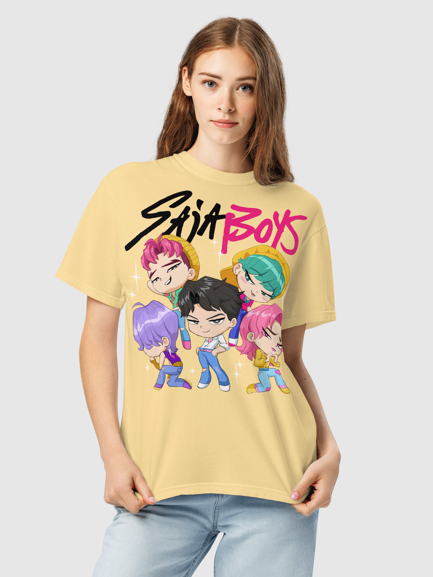 KPop Demon Hunters SAJA BOYS Chibi Comfort Colors T-Shirt