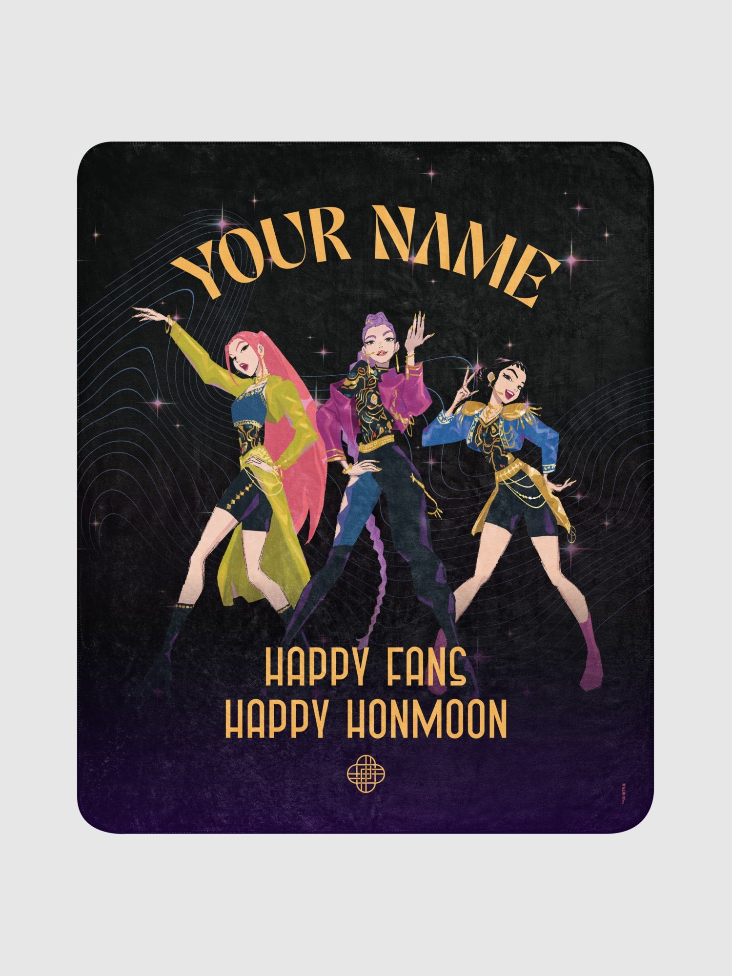 KPop Demon Hunters Happy Fans Happy Honmoon Personalized Sherpa Blanket
