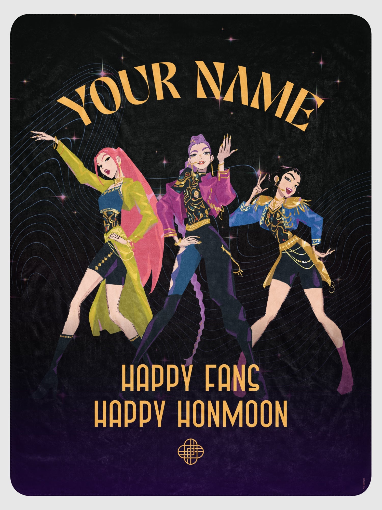 KPop Demon Hunters Happy Fans Happy Honmoon Personalized Sherpa Blanket