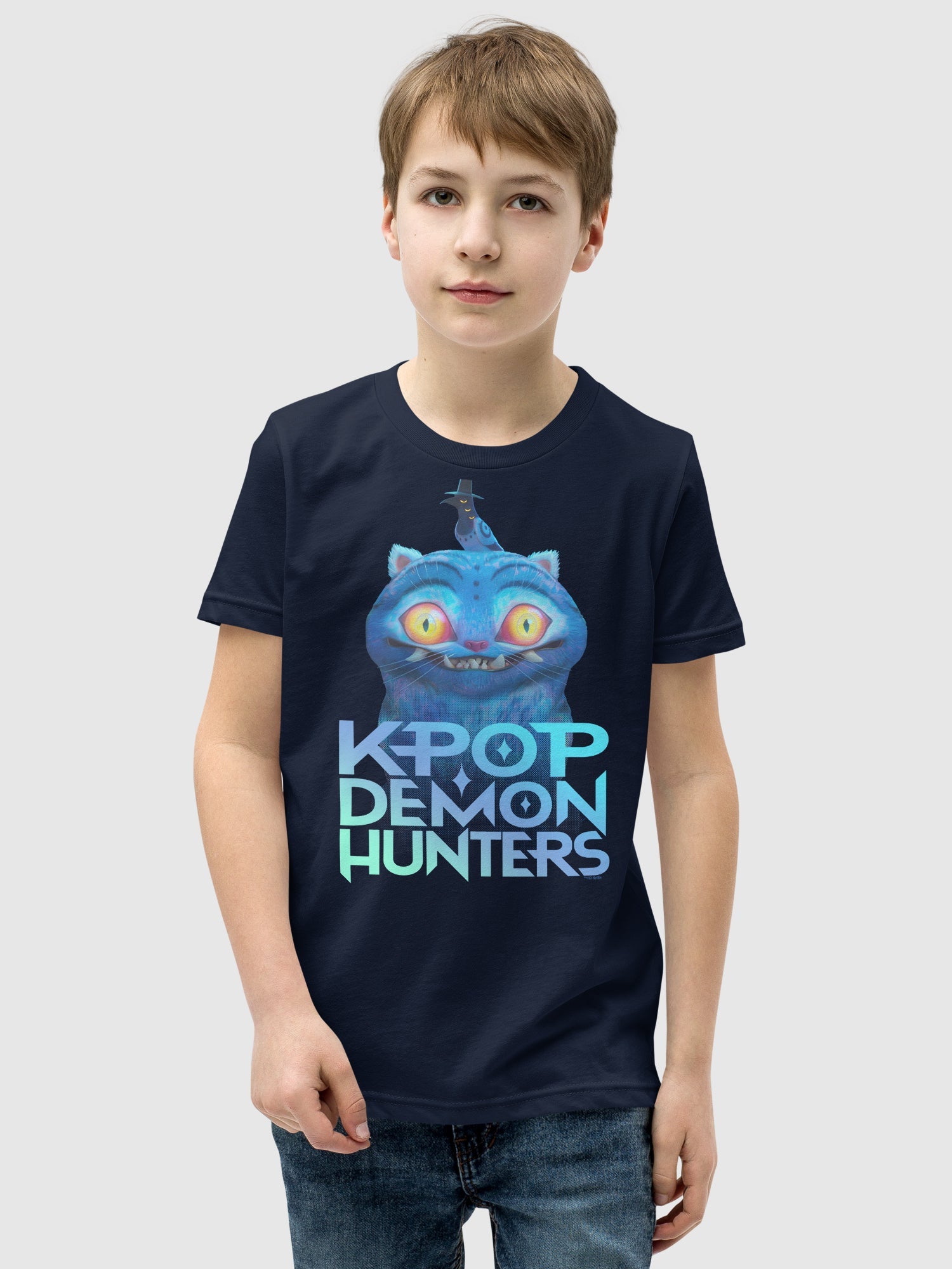 KPop Demon Hunters Derpy Tiger and Sussie Magpie Logo Kids T-Shirt