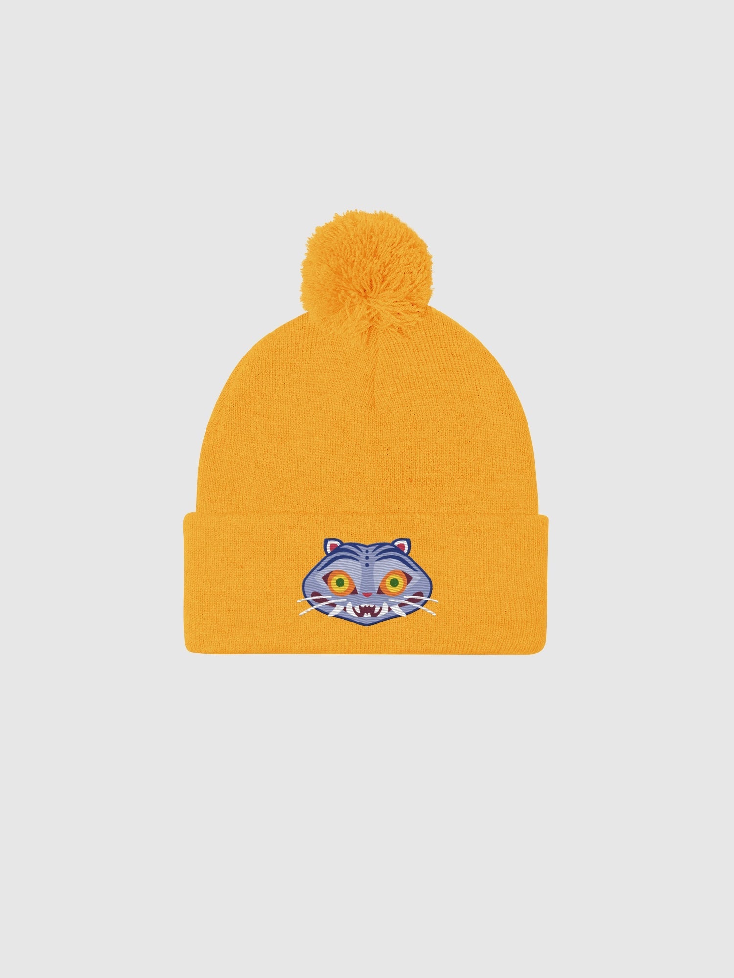 KPop Demon Hunters Embroidered Pom Pom Beanie Derpy Tiger