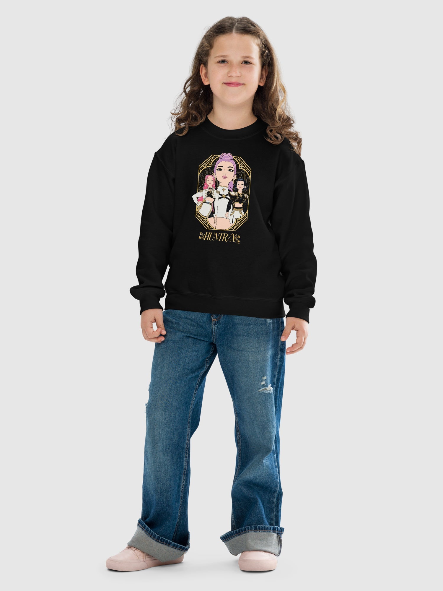 KPop Demon Hunters Kids Crewneck HUNTR/X Golden