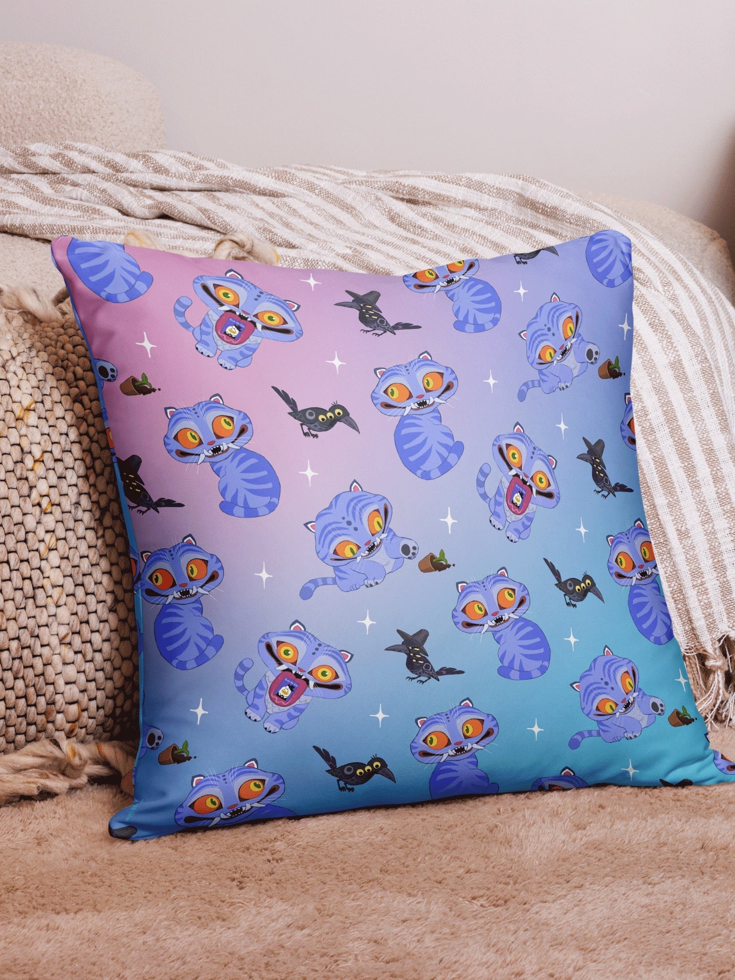 KPop Demon Hunters Derpy Tiger and Sussie Magpie Pillow Case