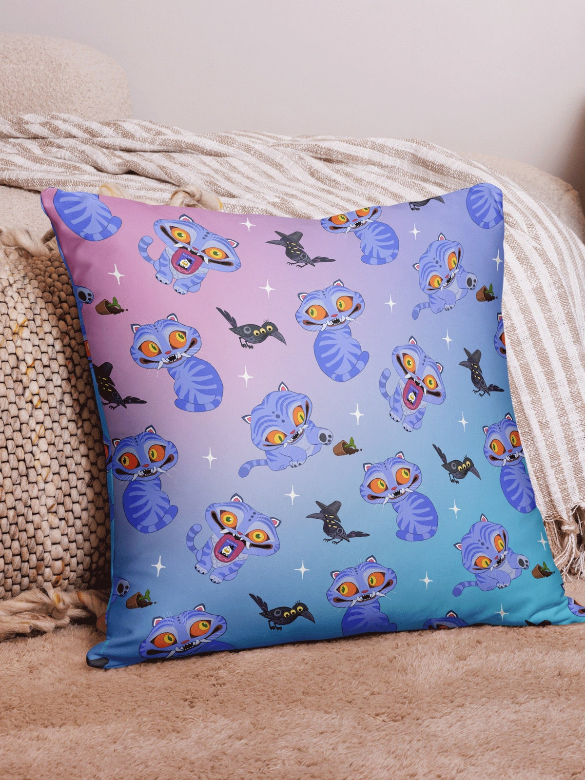 KPop Demon Hunters Derpy Tiger and Sussie Magpie Pillow Case