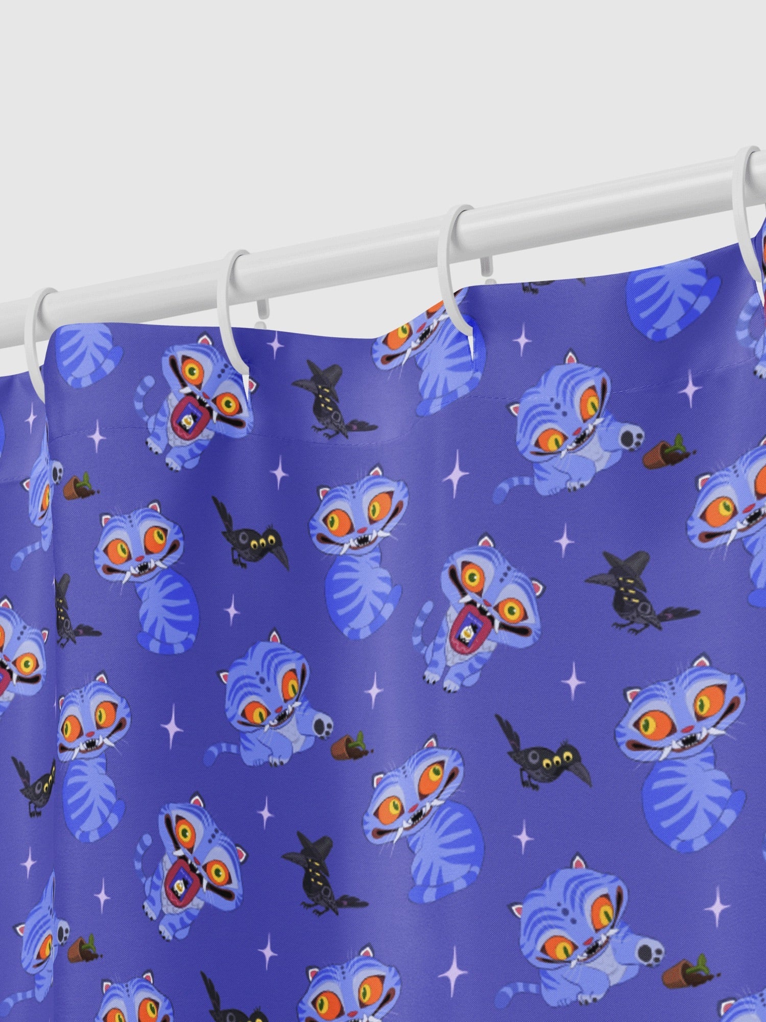 KPop Demon Hunters Derpy Tiger and Sussie Magpie Shower Curtain