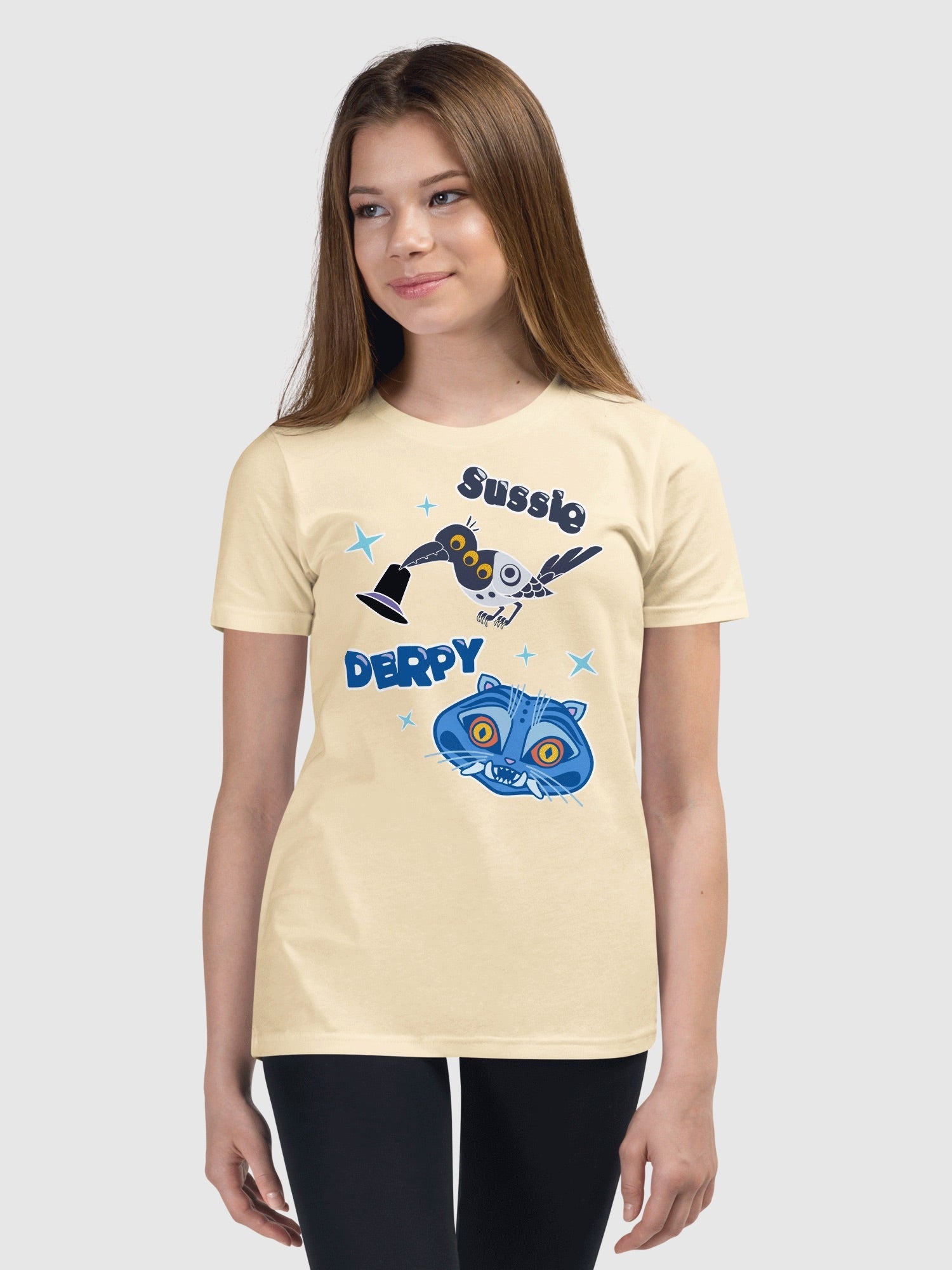 KPop Demon Hunters Kids T-Shirt Sussie and Derpy Tiger Sticker Inspired