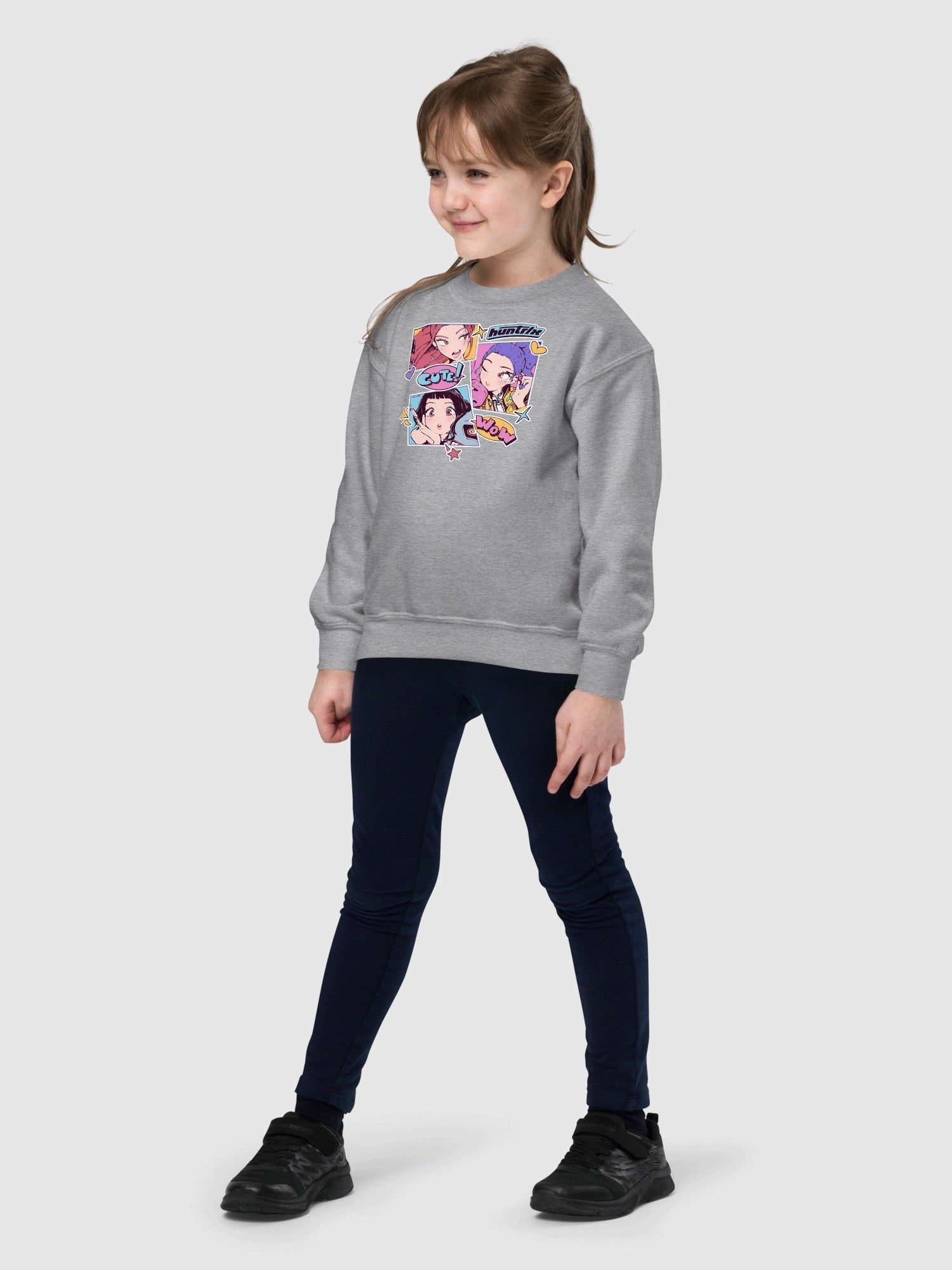 KPop Demon Hunters Youth Sweatshirt HUNTR/X Sticker Inspired